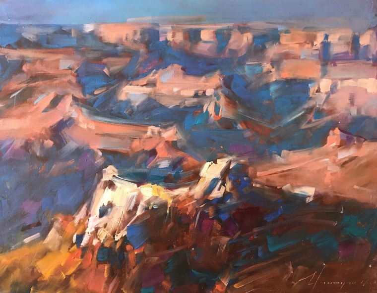 Grand canyon, Landscape oil Painting, Handmade artwork, One of a Kind      